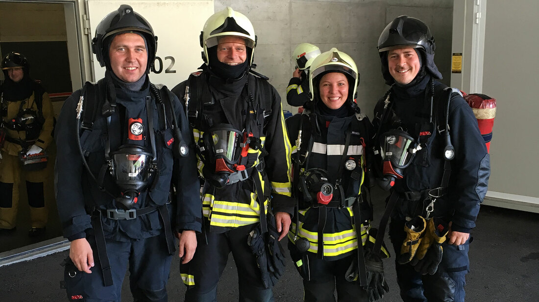 The training team of the Thuringian State Fire Service and Civil Protection School: Patrick Wagner, Marc Stielow, Anja Rödiger-Erdmann, Kai Pfützner