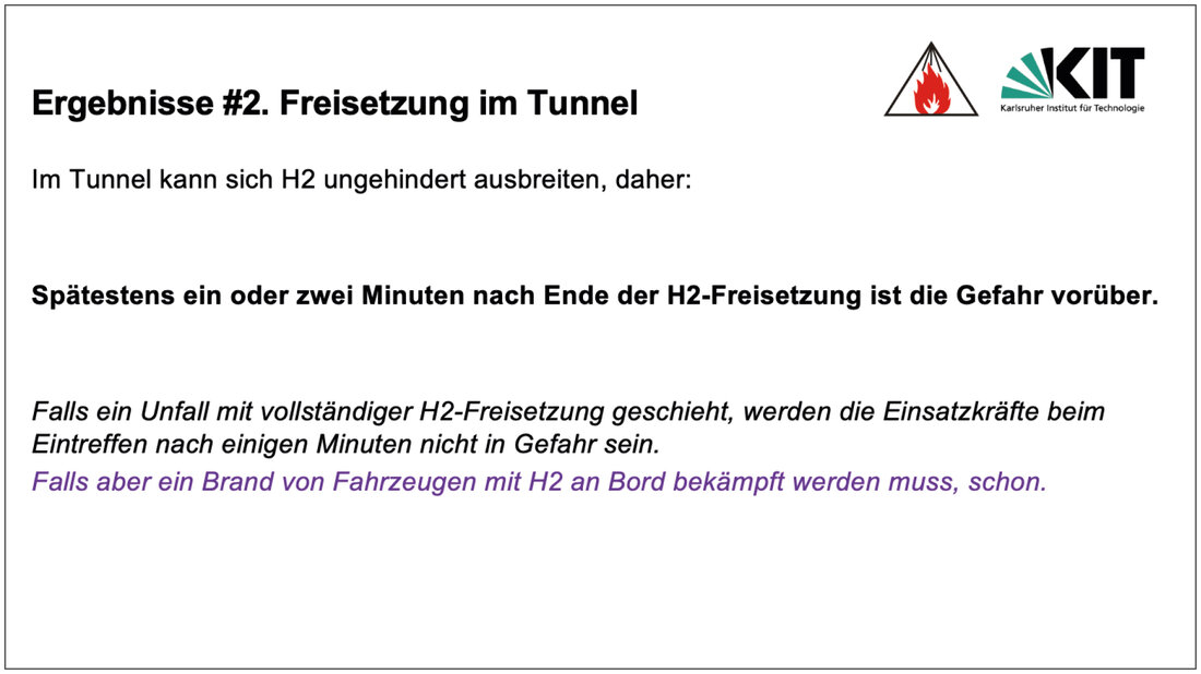 Erkenntnis zur Freisetzung von Wasserstoff in einem Tunnel