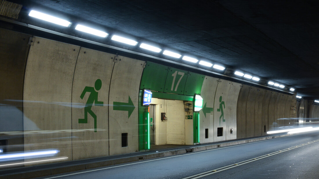 Emergency exit in the Gotthard Road Tunnel