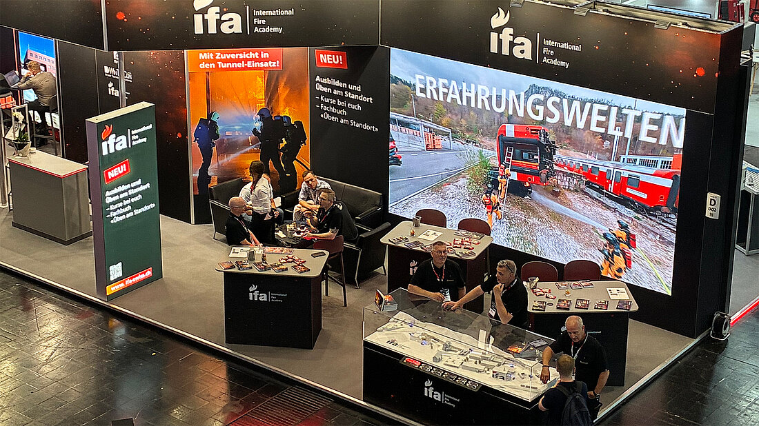 Interschutz 2026 Abschluss Messestand der International Fire Academy kurz vor Messeschliessung