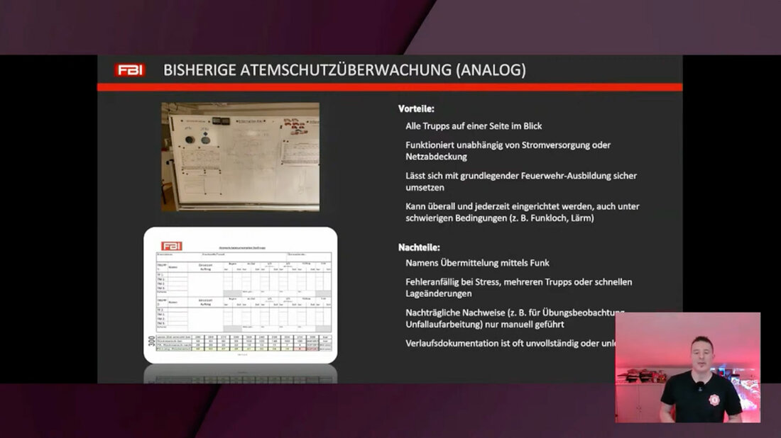 Atemschutzüberwachung analog Andreas Müller erläutert die analoge Dokumentation von Atemschutzeinsätzen mit ihren Vor- und Nachteilen