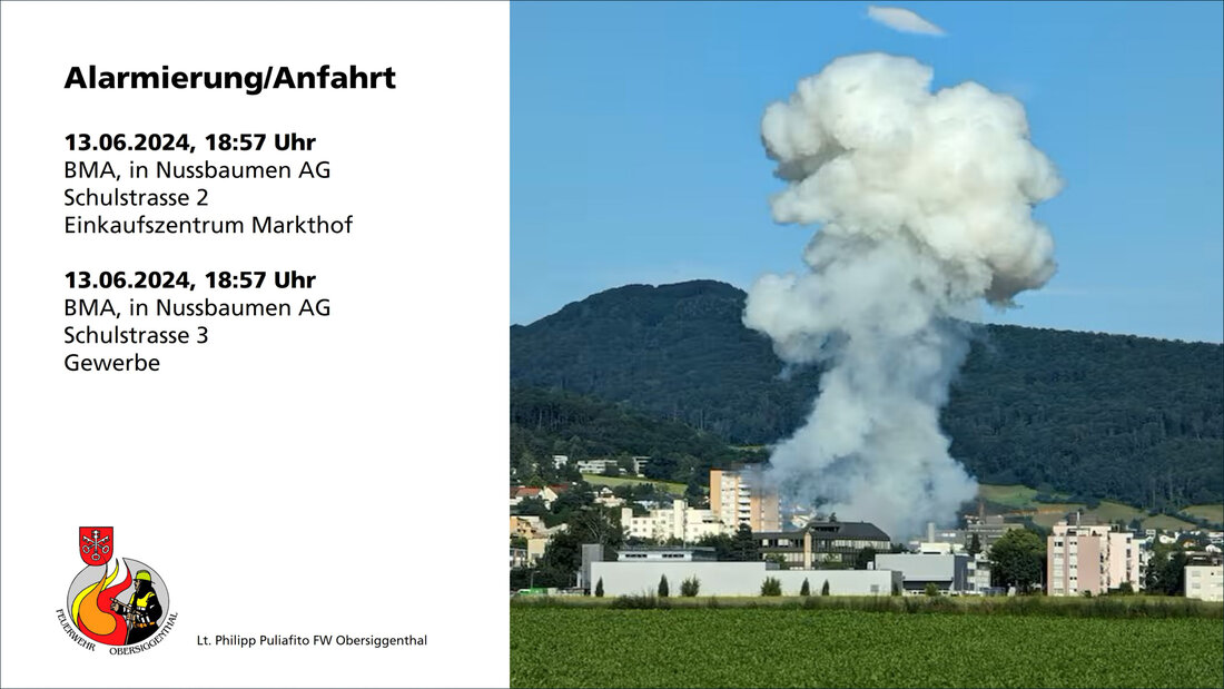 Rauchwolke Nussbaumen Rauchwolke über Nussbaumen nach der Explosion in einer Tiefgarage