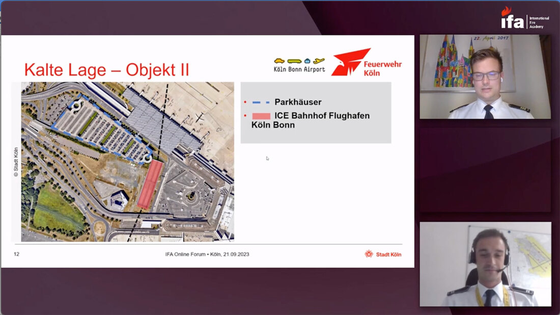 Aufsicht auf den Flughafen Köln/Bonn mit Bahnhofsbereich und Parkhaus