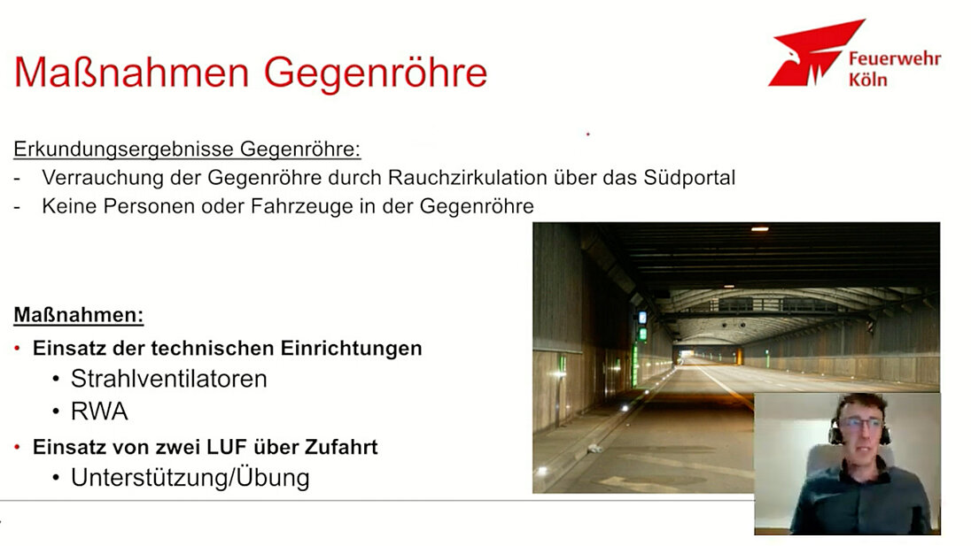 Übersicht der Entrauchungsmassnahmen in der Gegenröhre