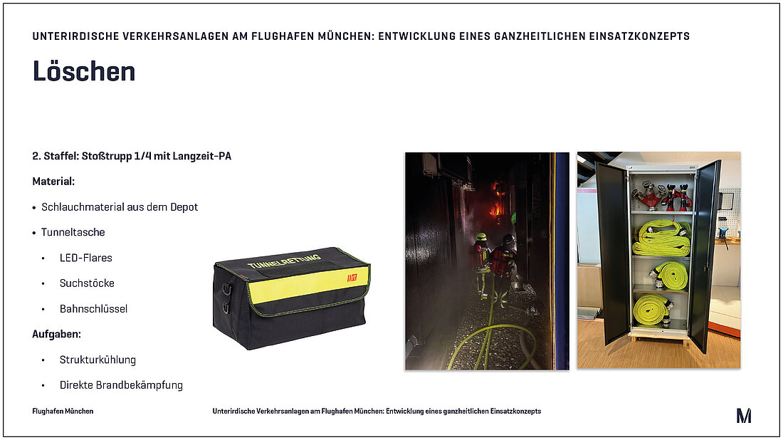 Tunneltasche und Depot für einen Löschangriff