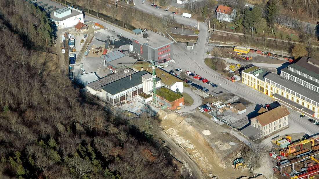 Aerial view of the construction site for the training tunnel facility in Balsthal