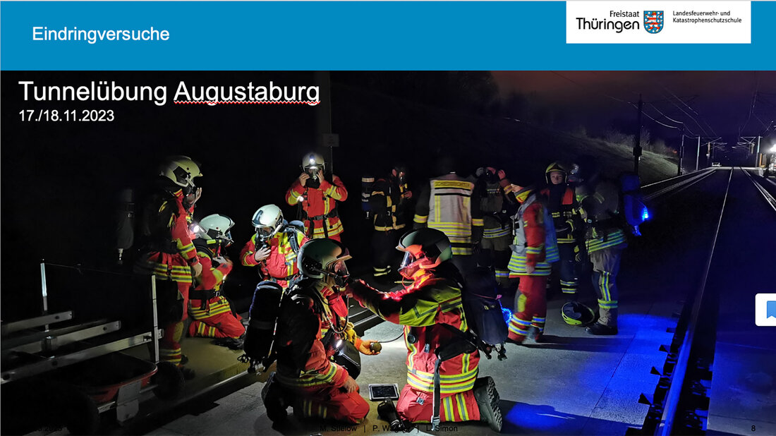 Blick in den Augustaburgtunnel während der Atemschutz-Versuche