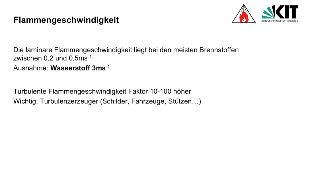 Information zur Flammengeschwindigkeit von Wasserstoff