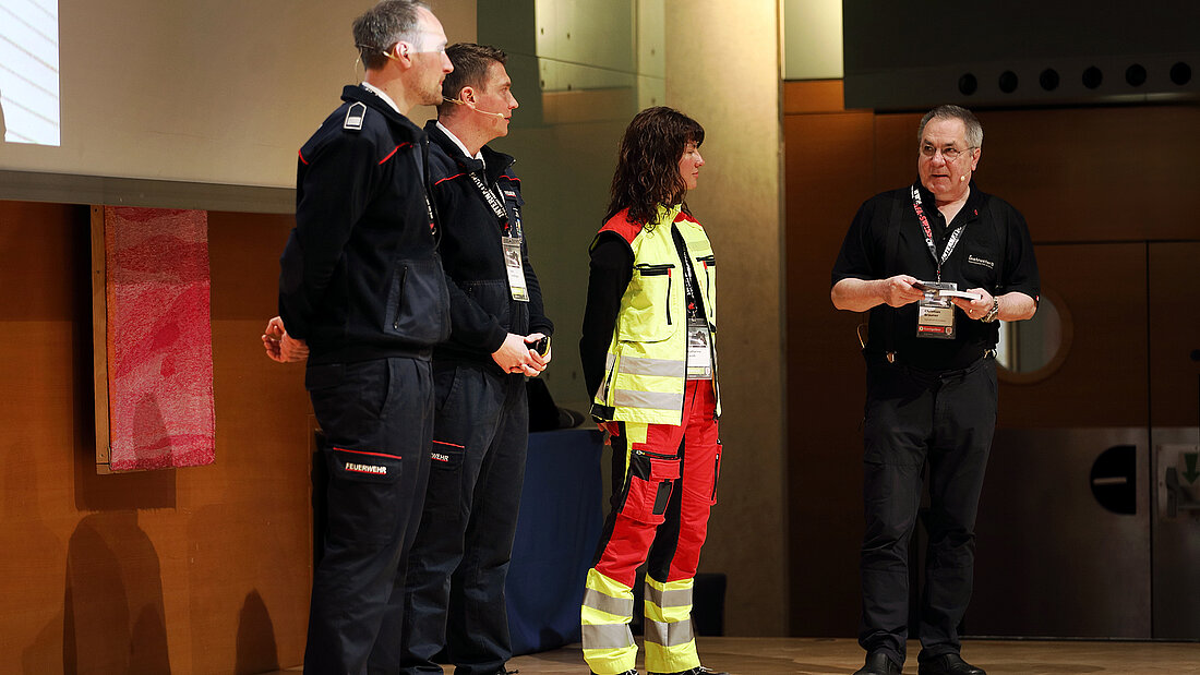 Frank Liebermann, John Großinger und Katharina Jacob mit Christian Brauner