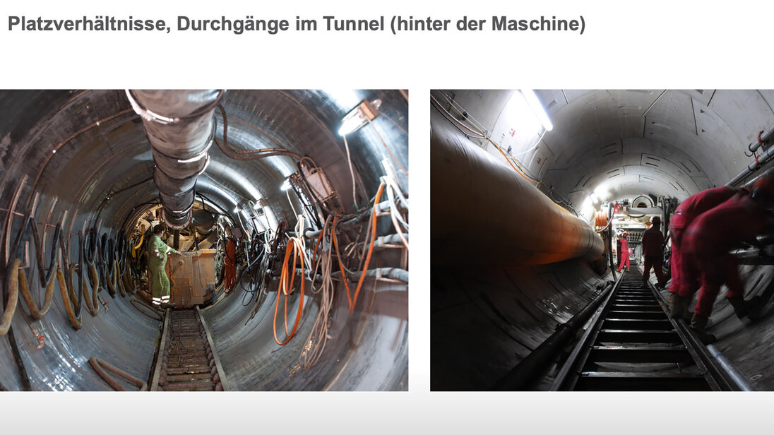 View into the interior of a tunnel-boring machine.