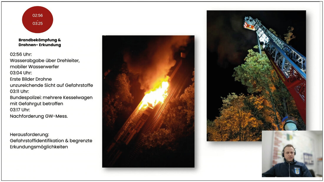 Fire attack via an aerial ladder