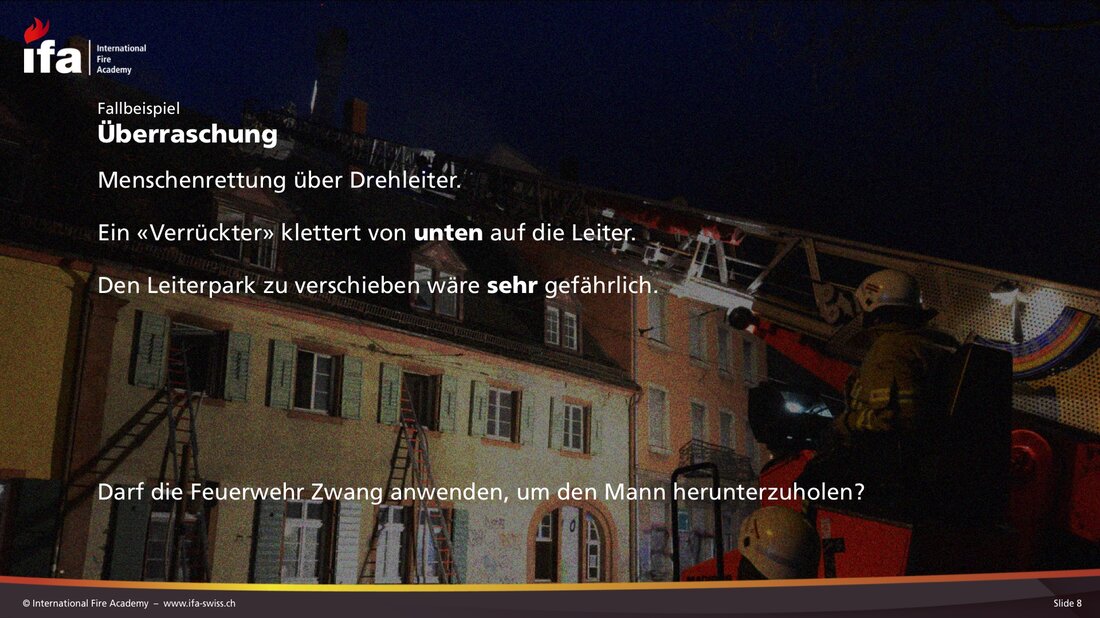 Falldiskussion: Beeinträchtigung einer Rettungsaktion mit einer Drehleiter