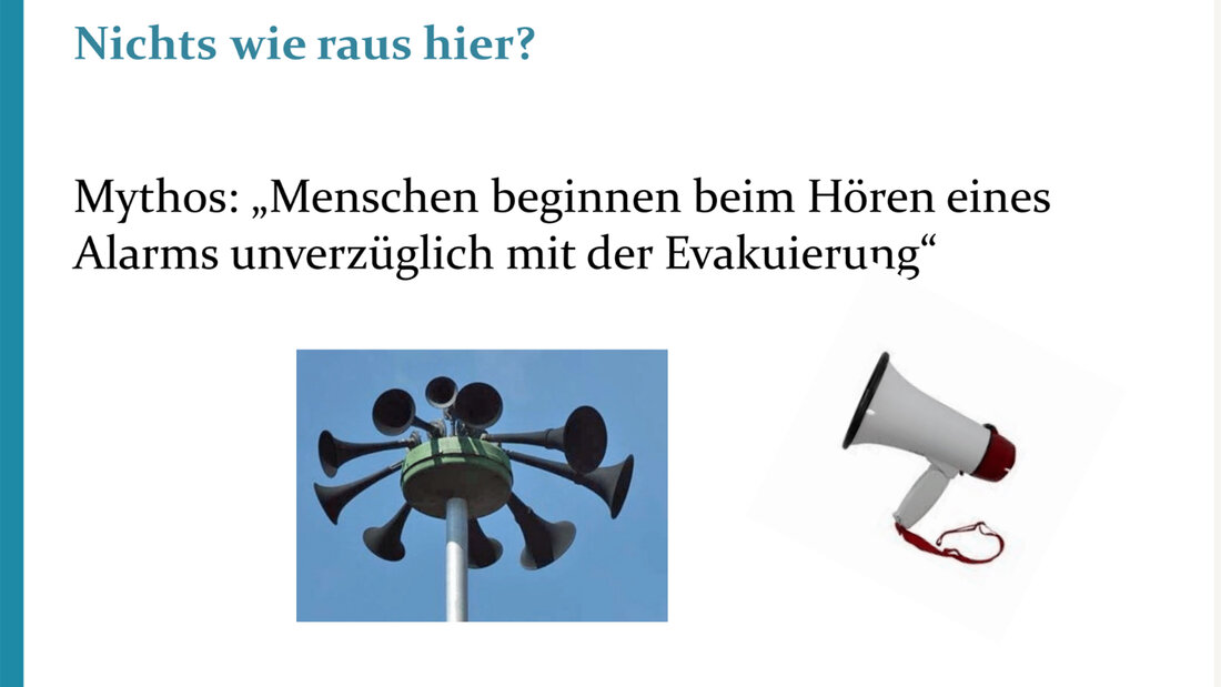 Symbolbilder zum Thema Fluchtverhalten bei einem Alarm