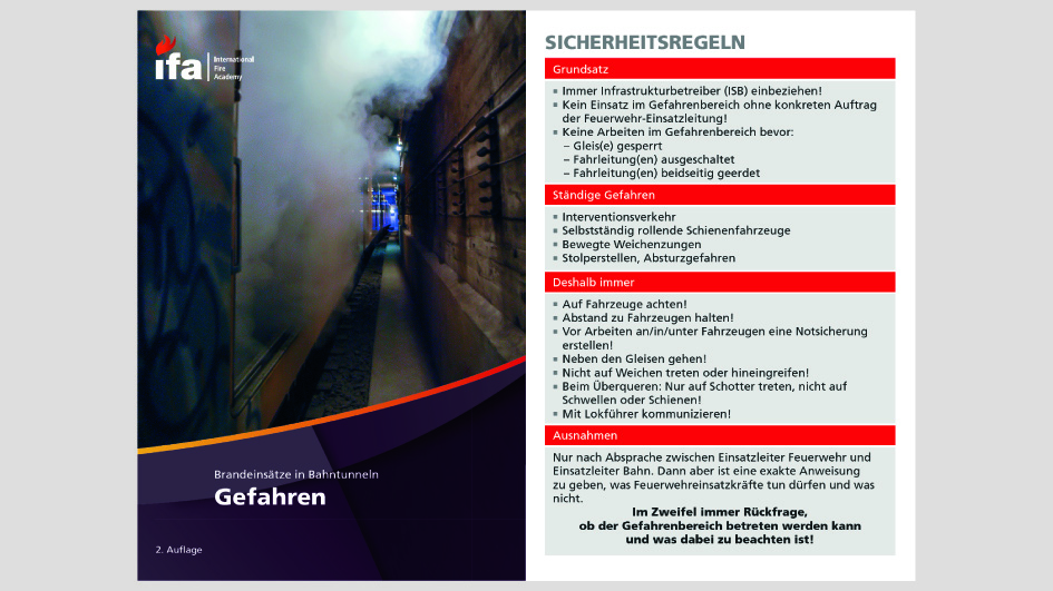Ausschnitt zu den Sicherheitsregeln aus dem Merkblatt «Brandeinsätze in Bahntunneln» 