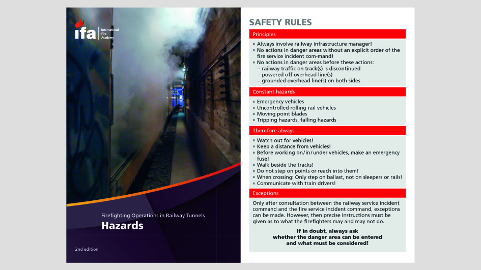 Excerpt on safety rules from the leaflet «Firefighting operations in railway tunnels» 